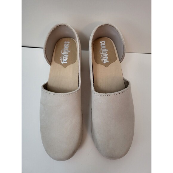 SANDGRENS Brett Clogs Womens 10 EU 41 Closed Back Leather Swedish Wooden - Picture 3 of 10
